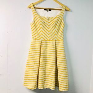 EVA FRANCO Yellow Striped Chevron Sleeveless Dress